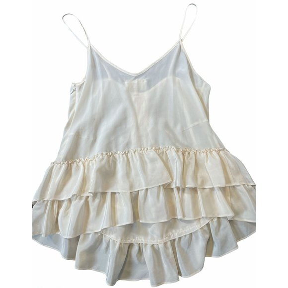 Yumi Kim Ivory Silk Ruffle Hem Cami Blouse Cream Size S - Picture 2 of 7